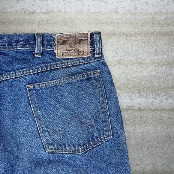 Vintage Wrangler Double Knees Jeans Medium Wash Made in USA Baggy Wide Leg Y2K - Picture 3 of 4